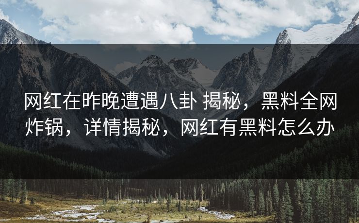 网红在昨晚遭遇八卦 揭秘，黑料全网炸锅，详情揭秘，网红有黑料怎么办