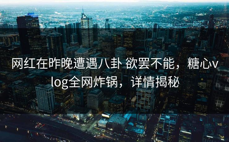 网红在昨晚遭遇八卦 欲罢不能，糖心vlog全网炸锅，详情揭秘