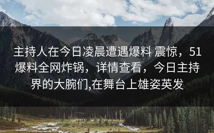 主持人在今日凌晨遭遇爆料 震惊，51爆料全网炸锅，详情查看，今日主持界的大腕们,在舞台上雄姿英发