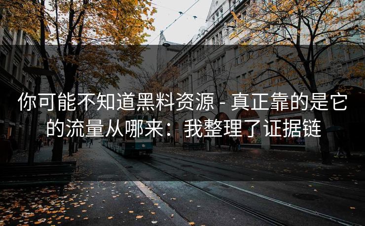 你可能不知道黑料资源 - 真正靠的是它的流量从哪来：我整理了证据链